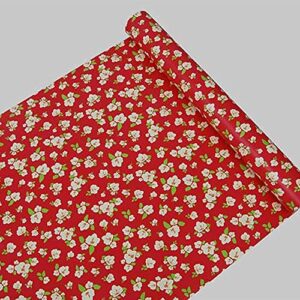 yifely vintage red shelving paper peel & stick floral shelf liner countertop drawer sticker redo old locker 17.7 inch by 9.8 feet