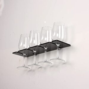 wine rack wall mounted wine glass holder 4 wine glasses holder rack stemware display drying storage for kitchen home bar (black)