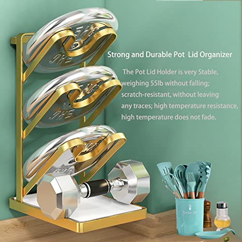 Pot Lid Organizer, Spoon Rest, Knife Rack, Multi-function Pot Lid Pan Cooking Board Spatula Kitchen Utensil Stand Cover Holder, Wall/Door Mounted Cabinet Storage Organizer with Removable Tray