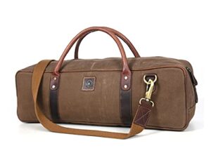 aaron leather goods canvas leather chef knife bag with adjustable/detachable shoulder strap (seaweed, canvas)