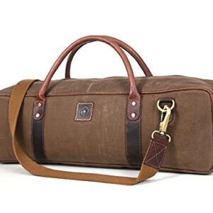 Aaron Leather Goods Canvas Leather Chef Knife Bag with Adjustable/Detachable Shoulder Strap (Seaweed, Canvas)