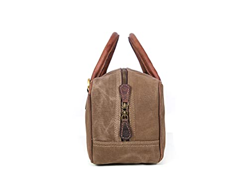 Aaron Leather Goods Canvas Leather Chef Knife Bag with Adjustable/Detachable Shoulder Strap (Seaweed, Canvas)