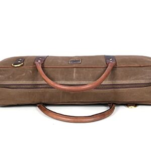 Aaron Leather Goods Canvas Leather Chef Knife Bag with Adjustable/Detachable Shoulder Strap (Seaweed, Canvas)