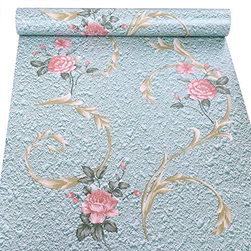 Simplemuji Blue Pre-Pasted Wallpaper Waterproof Self Adhesive Wall Murals Sticker for Home Room Garden Decoration 17.7''x98''