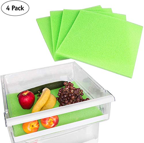 BULLETSHAKER Fruit and Veggie Life Extender Liner by Tenquest 4-Pack, 15X14 Inch, Refrigerator Shelf - Produce Saver, Extends Life and Keeps Refrigerator Fresh Prevents Spoilage