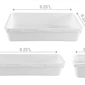 HOME-X Connecting Organizer Trays, Set of Interlocking Adjustable Trays for Organizing Office Supplies and Kitchen Utensil Drawers, Set of 8, 3 Sizes, White