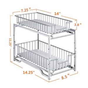 Simple Trending Stackable 2 Tier Under Sink Cabinet Organizer with Sliding Storage Drawer, Chrome