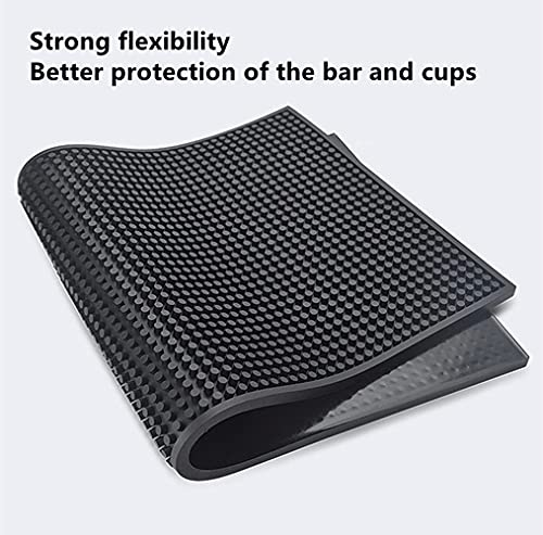 Bar Mat Quality Rubber Barber Service Mat, Black Coffee Bar Mats, Spill Mat for Counter-Top (16''X28'')