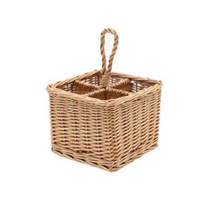 jjsq wicker woven utensil caddy silverware caddy flatware caddy cutlery holder for kitchen dining table, parties – holds forks, knives, spoons,serving utensils