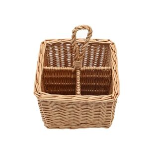 JJSQ Wicker Woven Utensil Caddy Silverware Caddy Flatware Caddy Cutlery Holder for Kitchen Dining Table, Parties - Holds Forks, Knives, Spoons,Serving Utensils