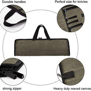 Ruibo Chef's Knife Roll Bag, Waxed Canvas Knife Carrying Case With Durable Handles, Portable Knife Roll Case For Working,4 Slots