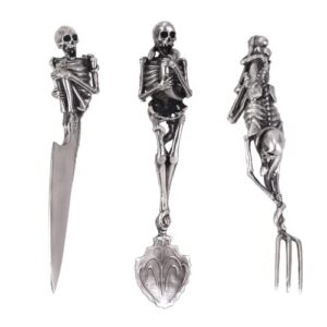 Kitchen79 Handmade Cutlery Set - Premium 3 Stainless Steel Utensils, Including Knife/Fork/Spoon, Cutlery Utensil Set - Badass Silverware Set For Home Kitchen. Gift For Gothic, Skull, Skeleton Lovers