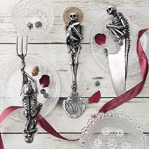 Kitchen79 Handmade Cutlery Set - Premium 3 Stainless Steel Utensils, Including Knife/Fork/Spoon, Cutlery Utensil Set - Badass Silverware Set For Home Kitchen. Gift For Gothic, Skull, Skeleton Lovers