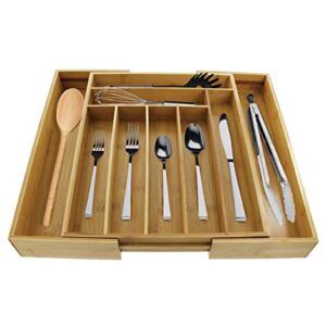 Cuisinart 9 Compartment Adjustable Bamboo Utensil Organizer – Ideal for Keeping Kitchen Supplies and Silverware Organized – Flatware Drawer Tray for Multi-Purpose Storage 18 x 13 x 2 Inches