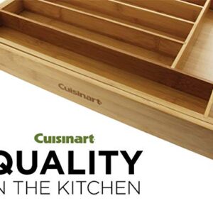 Cuisinart 9 Compartment Adjustable Bamboo Utensil Organizer – Ideal for Keeping Kitchen Supplies and Silverware Organized – Flatware Drawer Tray for Multi-Purpose Storage 18 x 13 x 2 Inches