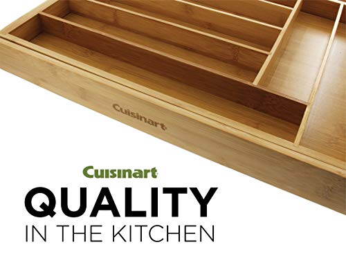 Cuisinart 9 Compartment Adjustable Bamboo Utensil Organizer – Ideal for Keeping Kitchen Supplies and Silverware Organized – Flatware Drawer Tray for Multi-Purpose Storage 18 x 13 x 2 Inches