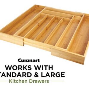 Cuisinart 9 Compartment Adjustable Bamboo Utensil Organizer – Ideal for Keeping Kitchen Supplies and Silverware Organized – Flatware Drawer Tray for Multi-Purpose Storage 18 x 13 x 2 Inches