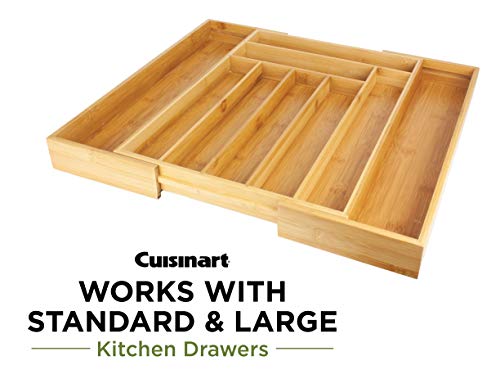 Cuisinart 9 Compartment Adjustable Bamboo Utensil Organizer – Ideal for Keeping Kitchen Supplies and Silverware Organized – Flatware Drawer Tray for Multi-Purpose Storage 18 x 13 x 2 Inches