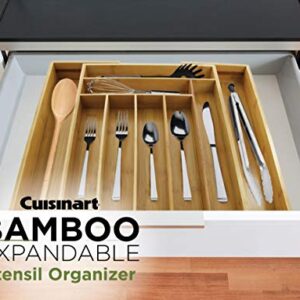 Cuisinart 9 Compartment Adjustable Bamboo Utensil Organizer – Ideal for Keeping Kitchen Supplies and Silverware Organized – Flatware Drawer Tray for Multi-Purpose Storage 18 x 13 x 2 Inches