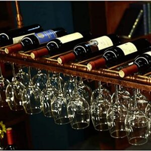 Wine Glass Holder Creative Hanging Wine Glass Holder Upside Down Wine Glass Holde Hanging Wine Glass Holde -47.3", Can Hang 30 Glasses and 11 Red Wine Bottles