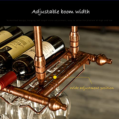 Wine Glass Holder Creative Hanging Wine Glass Holder Upside Down Wine Glass Holde Hanging Wine Glass Holde -47.3", Can Hang 30 Glasses and 11 Red Wine Bottles