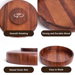 F&L FL004 Wood Lazy Susan Turntable -Kitchen Turntable Storage Food Bin Container - Divided Spinning Organizer - for Kitchen Cabinets, Pantry, Refrigerator, Countertop