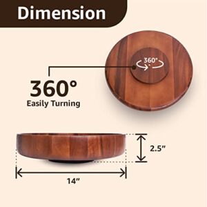 F&L FL004 Wood Lazy Susan Turntable -Kitchen Turntable Storage Food Bin Container - Divided Spinning Organizer - for Kitchen Cabinets, Pantry, Refrigerator, Countertop