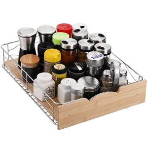 Coloch Pull Out Cabinet Organizer with Removable Hardboard, Heavy Duty Under Sink Slide Out Tray Shelf Storage Sliding Drawer Organizer for Pots, Jars, Kitchen, Pantry, Bathroom, 16.5x12.5x3.2 Inches
