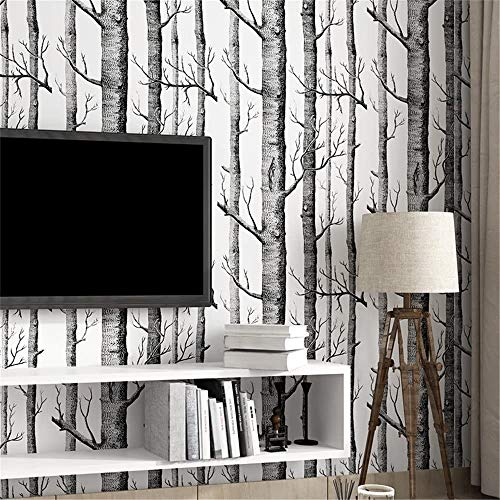 HOYOYO 17.8 x 118 Inches Self-Adhesive Shelf Liner, Self-Adhesive Shelf Liner Dresser Drawer Paper Wall Sticket Home Decoration, Black Tree