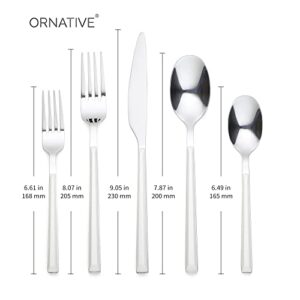 20 Piece White Plastic Handle Flatware Set For 4,Ornative Iris Silverware Include Knifes, Forks, Spoons, Stainless Steel Cutlery Silverware Set, Dishwasher Safe Utensil for Home Kitchen Restaurant