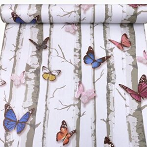 Redodeco Pretty Butterfly Rural Style Adhesive Paper Shelf Liner Peel Stick Dresser Drawer Sticker Home Deco 17.7inch by 96inch