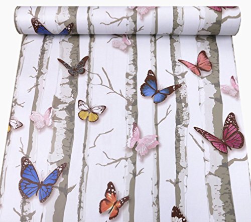 Redodeco Pretty Butterfly Rural Style Adhesive Paper Shelf Liner Peel Stick Dresser Drawer Sticker Home Deco 17.7inch by 96inch