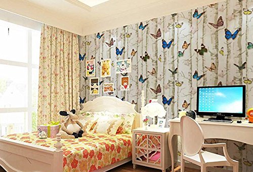 Redodeco Pretty Butterfly Rural Style Adhesive Paper Shelf Liner Peel Stick Dresser Drawer Sticker Home Deco 17.7inch by 96inch