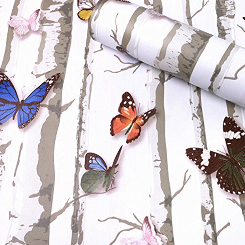 Redodeco Pretty Butterfly Rural Style Adhesive Paper Shelf Liner Peel Stick Dresser Drawer Sticker Home Deco 17.7inch by 96inch