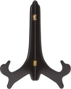 bard’s hinged black mdf wood plate stand, 14″ h x 11″ w x 8″ d (for 13″ to 17″ plates)