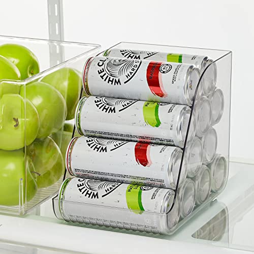 mDesign Compact Plastic Kitchen and Pantry Storage Organizer Bin for Tall Skinny Soda/Pop Cans - Kitchen, Pantry, Refrigerator - 4 Pack - Clear