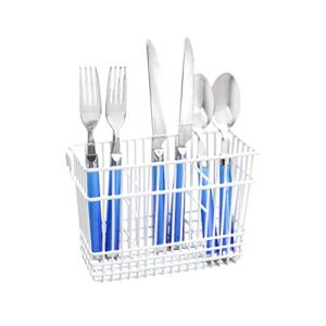 kitchen details free standing utensil & cutlery holder basket, good for countertops, cabinets, outdoor, table top, white