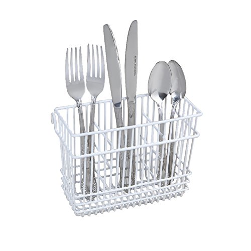 Kitchen Details Free Standing Utensil & Cutlery Holder Basket, Good for Countertops, Cabinets, Outdoor, Table Top, White