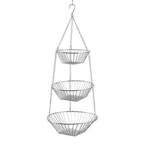 rsvp 30-by-12-inch 3-tier wire hanging basket, chrome