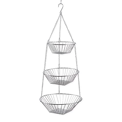 RSVP 30-by-12-Inch 3-Tier Wire Hanging Basket, Chrome