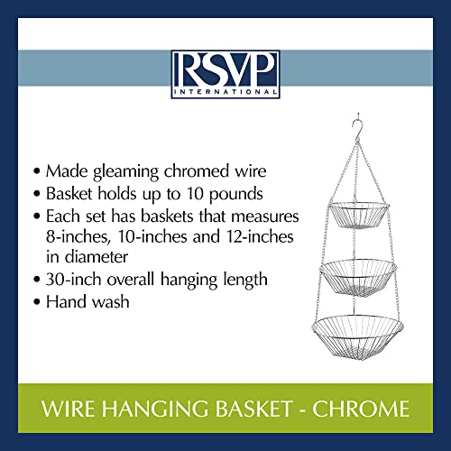RSVP 30-by-12-Inch 3-Tier Wire Hanging Basket, Chrome