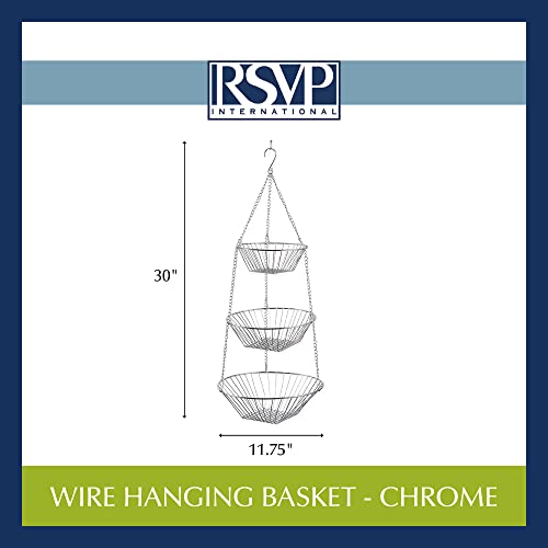 RSVP 30-by-12-Inch 3-Tier Wire Hanging Basket, Chrome