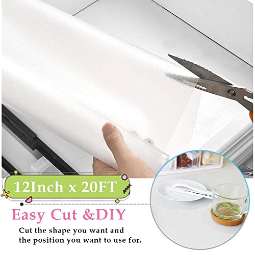 Shelf Liner, Non-Slip Cabinet Liner, Washable Oil-Proof for Kitchen Cabinet, Shelves, Refrigerator, Storage, Desks, 12 Inches x 20 FT, Non Adhesive Drawers Liner (12 x 240 in)