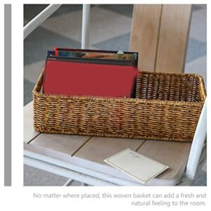 Cabilock Rattan Flatware Tray Kitchen Utensil Drawer Organizer Wicker Fruit Basket Serving Basket Flatware Cutlery Organiser Tray Farmhouse Woven Cutlery Forks Holder Dividers