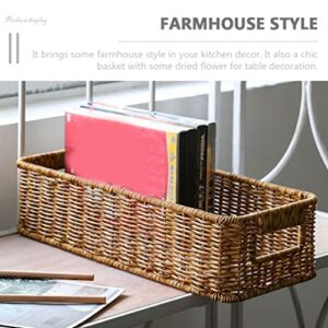 Cabilock Rattan Flatware Tray Kitchen Utensil Drawer Organizer Wicker Fruit Basket Serving Basket Flatware Cutlery Organiser Tray Farmhouse Woven Cutlery Forks Holder Dividers