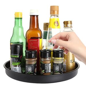 12 inch lazy susan organizer, lazy susan turntable for cabinet, stainless steel spice rack trays storage for fridge refrigerator kitchen bathroom pantry cabinet cupboard table organization, black