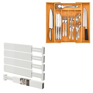 bamboo silverware organizer and drawer divider (white) by bellsal