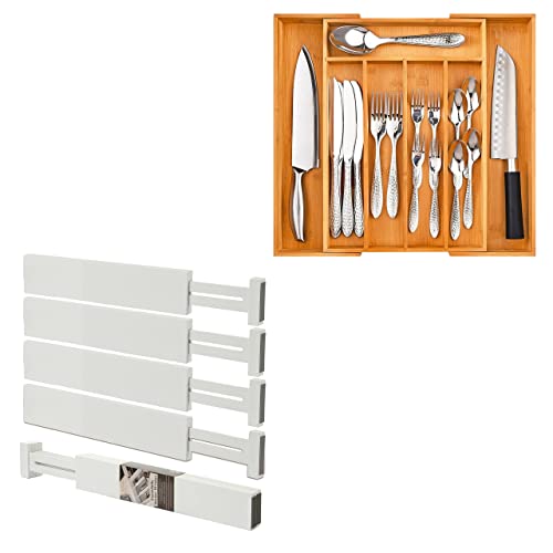 Bamboo Silverware Organizer And Drawer Divider (White) By Bellsal