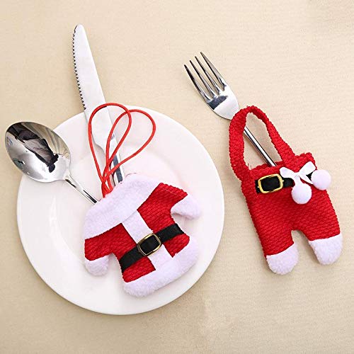 3 Sets Christmas Table Decoration Christmas Knife and Fork Cover Christmas Small Clothes Pants Cutlery Cover 1. (Style : Plastic Button)