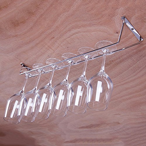 Tuliptown Stainless Steel Wine Glass Hanger Rack, Wall Mounted Wine Rack, Under Cabinet Stemware Rack for Bar or Kitchen Chrome Finish (13 Inch)